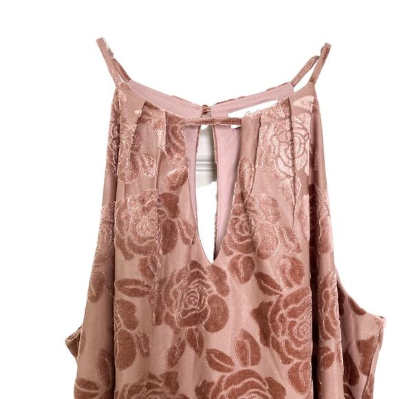 Candies Mauve Pink Floral Velvet Sleeveless Key Hole Shift Dress Size Medium - Picture 3 of 6